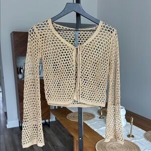 Anthropologie gold sparkly coverup cardigan